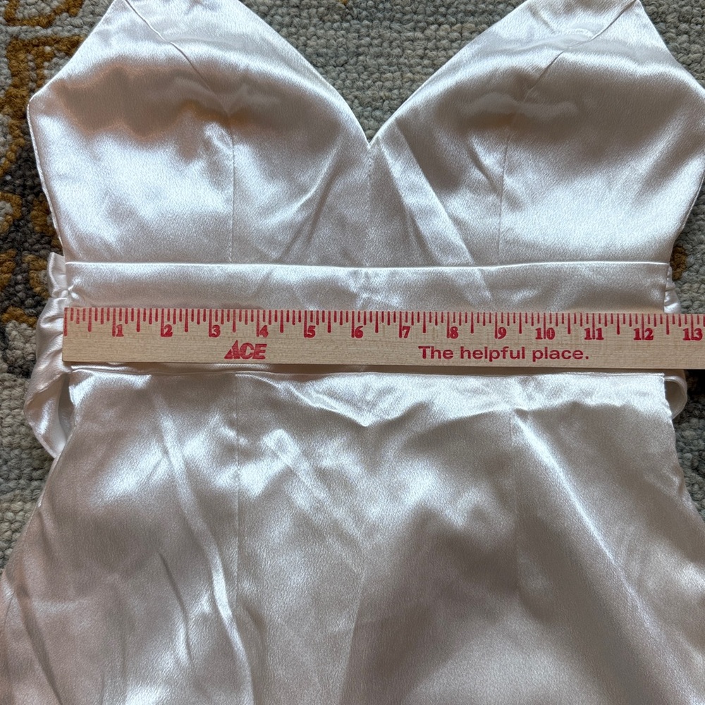 NEW Lulu’s Ready For Forever White Satin Pearl Tie-Back Maxi Dress - Picture 7 of 9